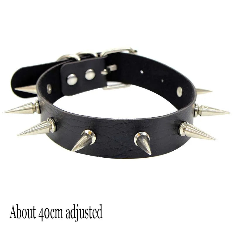Woman Black Punk Choker Collar Necklace Sexy PU Leather Heart Lock Key Spike Chocker Gothic Cosplay Accessories Party Jewelry