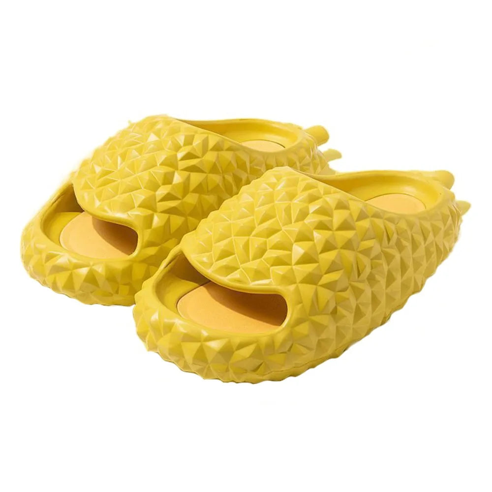 Fashion Funny Creative Durian Slippers Thick Sole Soft Slippers Women Men Beach Wear Shoes Anti Slip Flat Slides Sandals Summer