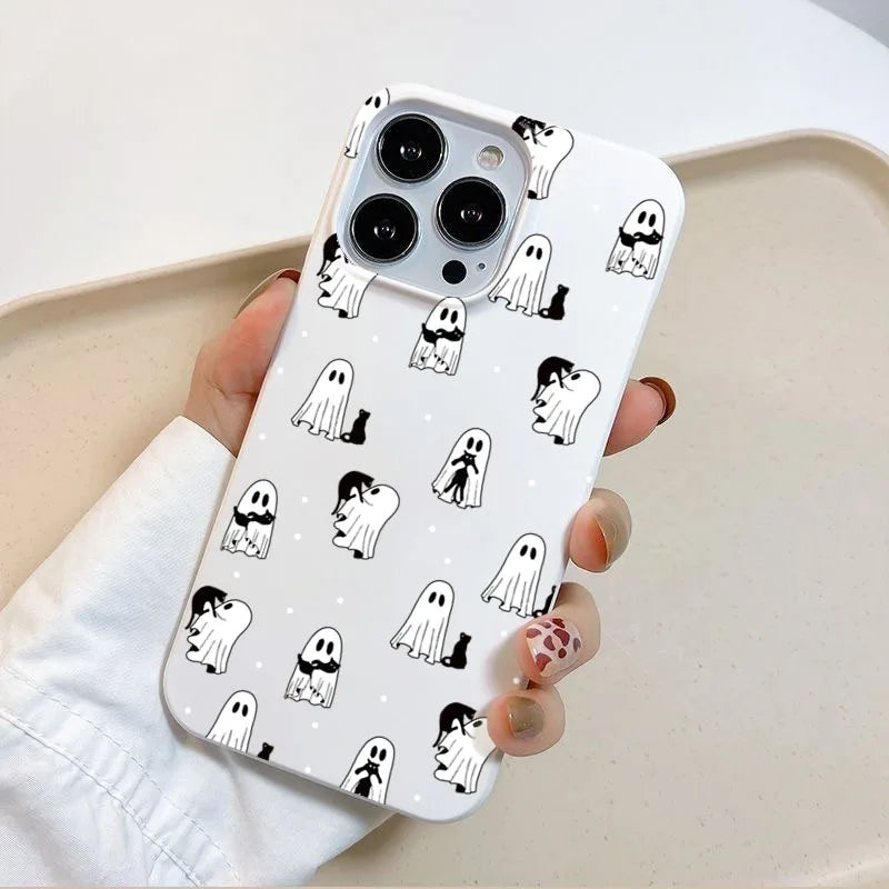 Ghost Cat Phone Case For iPhone 17 16 15 14 11 12 13 Pro Max 17 Air 13 1 X XR XS Max 7 8 Plus 16E Shockproof Cover