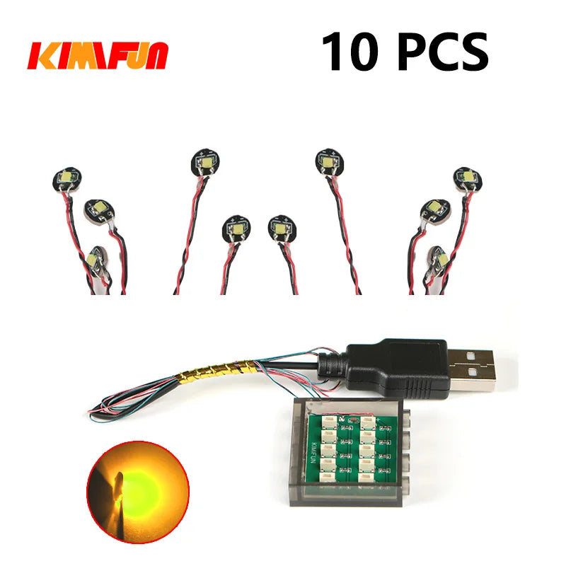 10PCS 0.8mm Pin RGB LED Building Blocks USB Lamp DIY Street Light City Electric Decorate 1X1 Brick Toy Compatible All Brands