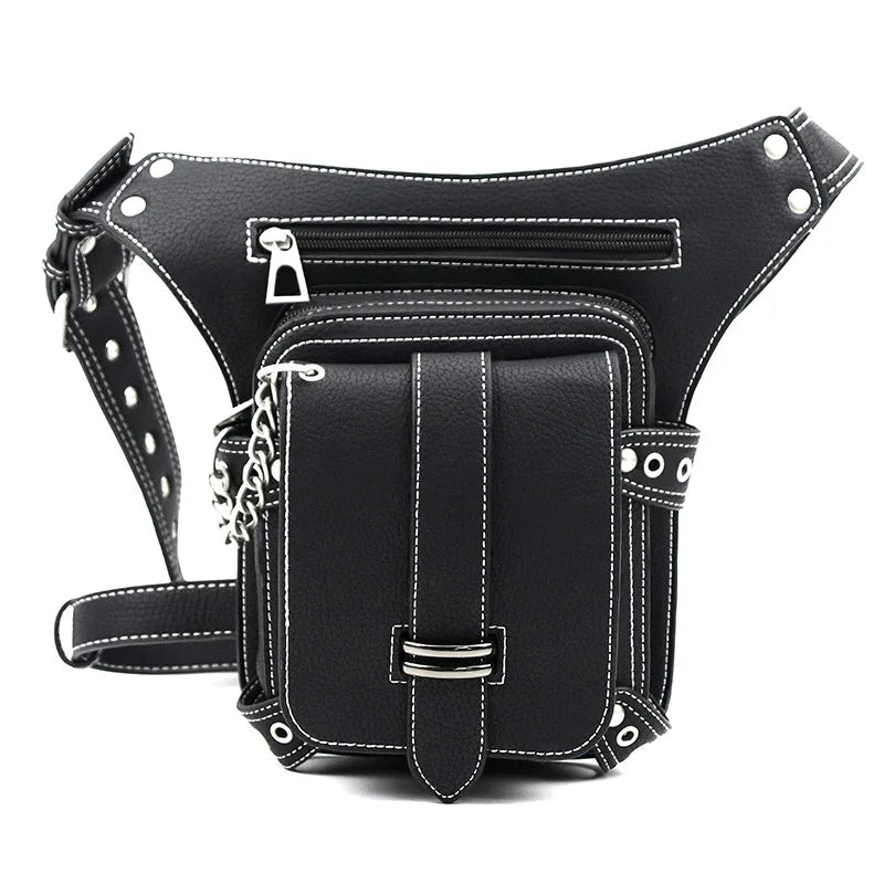 Steampunk Retro Waist Bag Men's Outdoor Single Shoulder Messenger Bag Women's Mobile Phone Sexy Rivets Waist Bag leg bag Packs