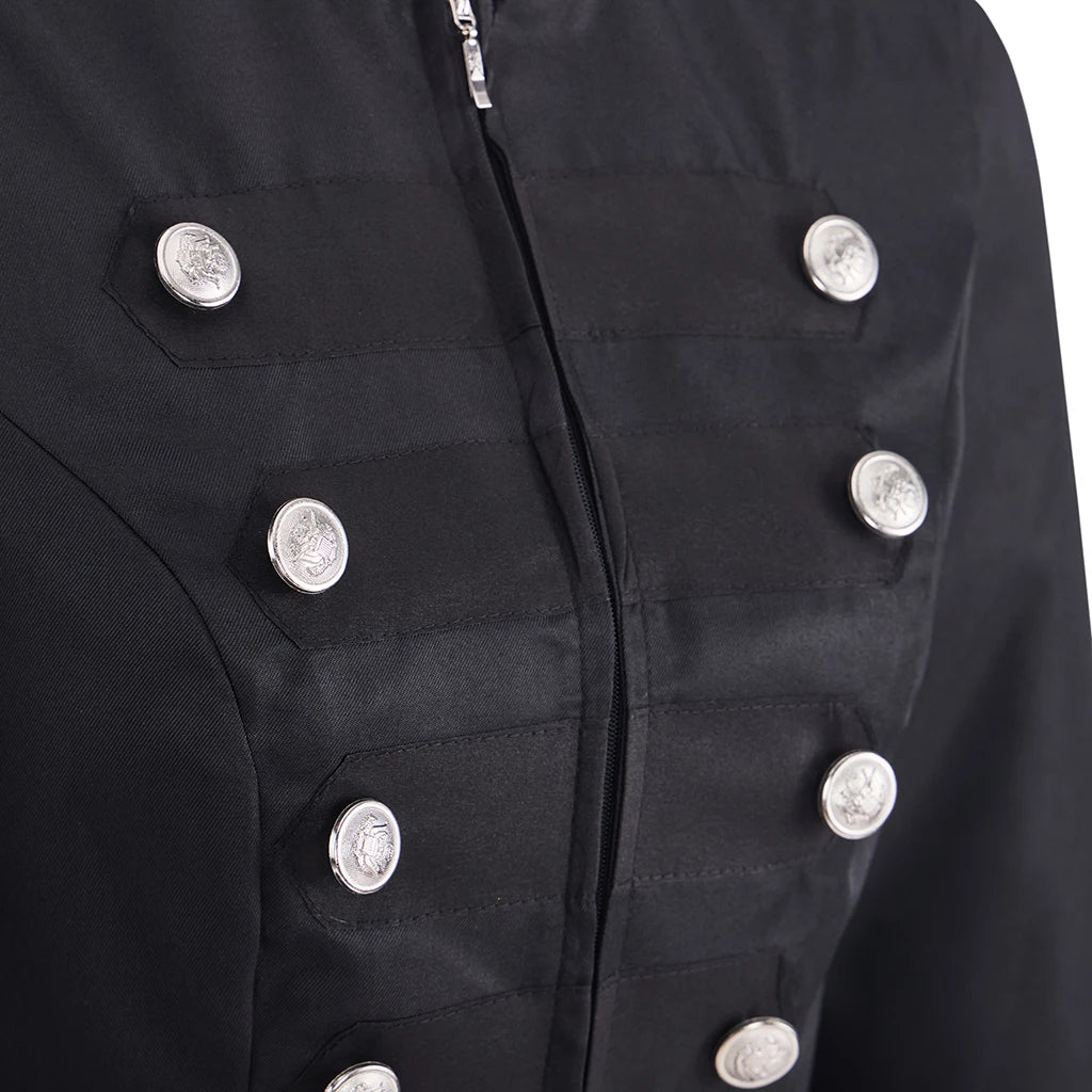 Victorian Gothic Steampunk Red Black Military Jacket Women's Stand Collar Rock Frock Coat Ringmaster Jacket Halloween Costumes