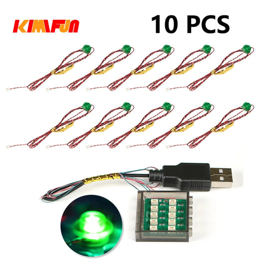 10PCS 0.8mm Pin RGB LED Building Blocks USB Lamp DIY Street Light City Electric Decorate 1X1 Brick Toy Compatible All Brands