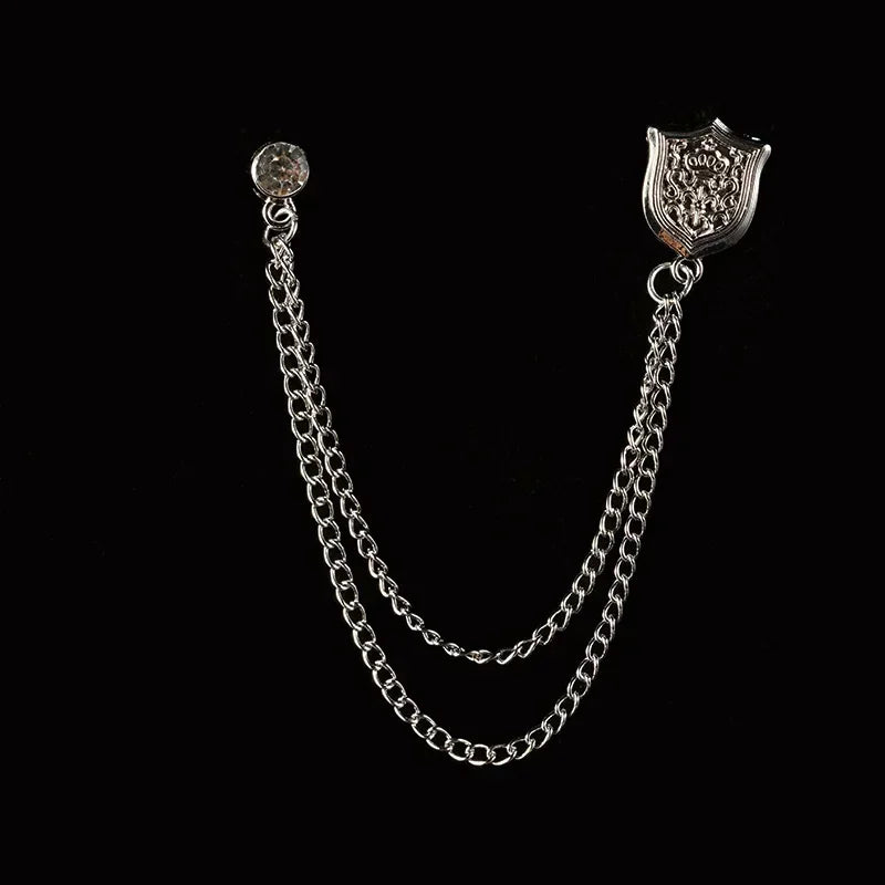 New Fashion Bird Brooch Star Crystal Tassel Chain Lapel Pin Suit Shirt Fashion Clothing Brooches for Women Men Accessories