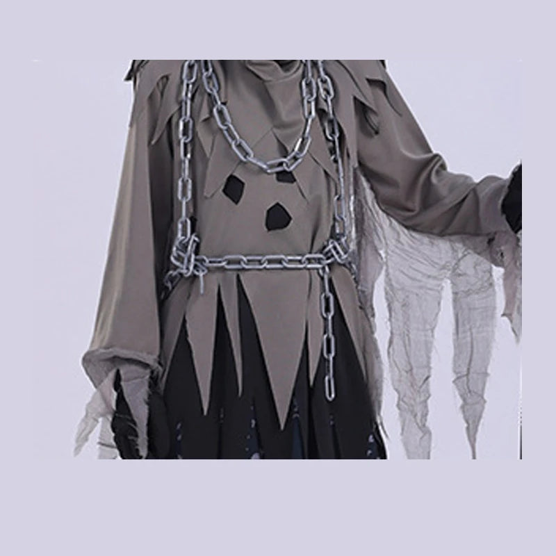 Ghost Dementors Cosplay Costume For Girls Kids Gothic Horror Zombie Tattered Hooded Capes Day Of The Dead Party Cloak