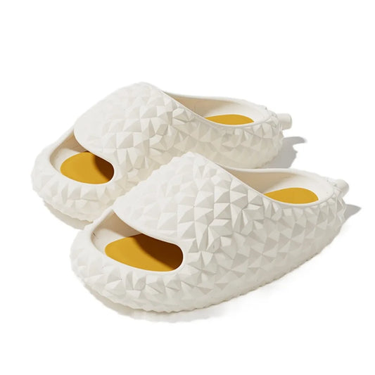Fashion Funny Creative Durian Slippers Thick Sole Soft Slippers Women Men Beach Wear Shoes Anti Slip Flat Slides Sandals Summer