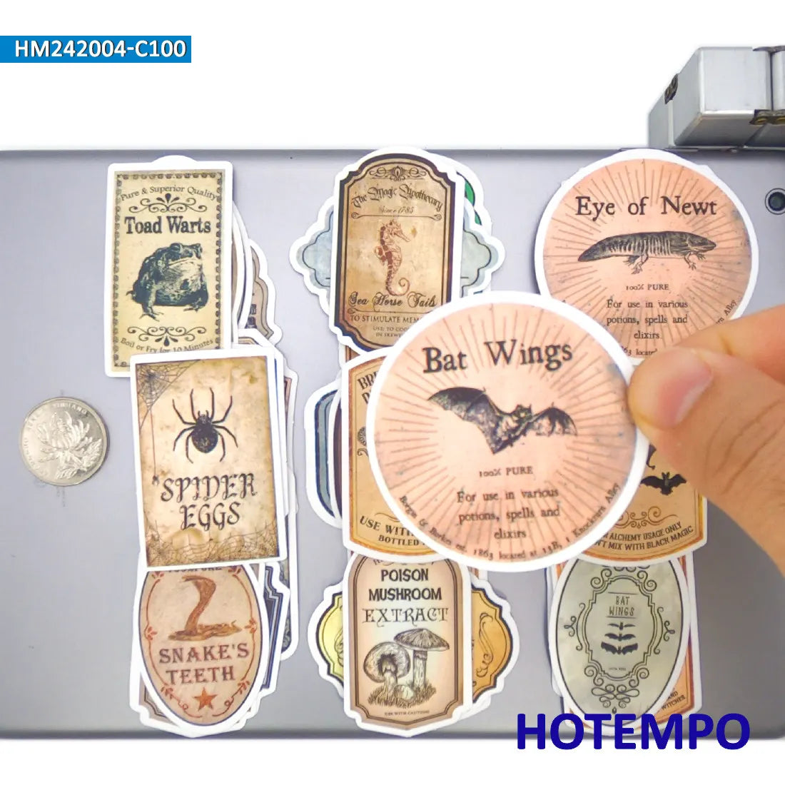 50/100PCS Magic Potion Label Stickers Funny Gothic Art Retro Witch Alchemy for Laptop Bottle Cup Luggage Bike Car Phone Sticker