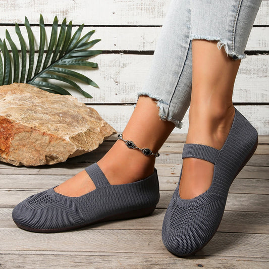 Leisure Sweet Flats for Women Summer Slip on Round Toe Classic Shoes for Women Solid Elastic Band Flock Platform Flats Plus Size
