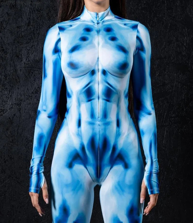 Women's Jumpsuit CyberPunk 3D Tights Holiday Party Steampunk Bodysuit Nightclub Stage Role Playing Costume 2025 Romper Halloween