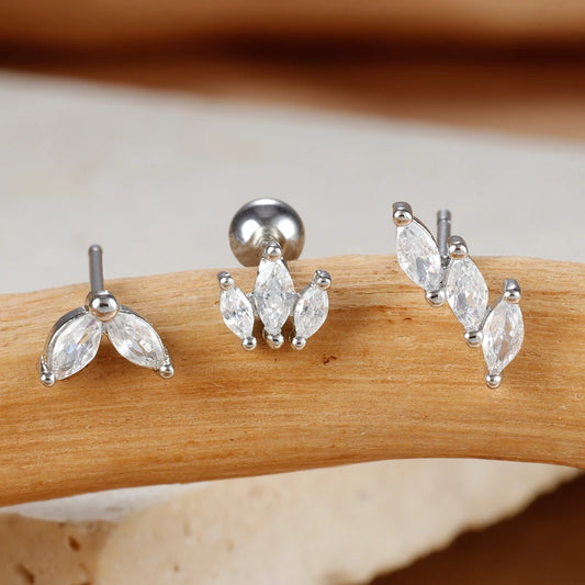 3PCS Stainless Steel Gold Color Crown Stud Earring Set For Women 14K Gold Plated Crystal Zircon Unique Horse Eye Earring Jewelry