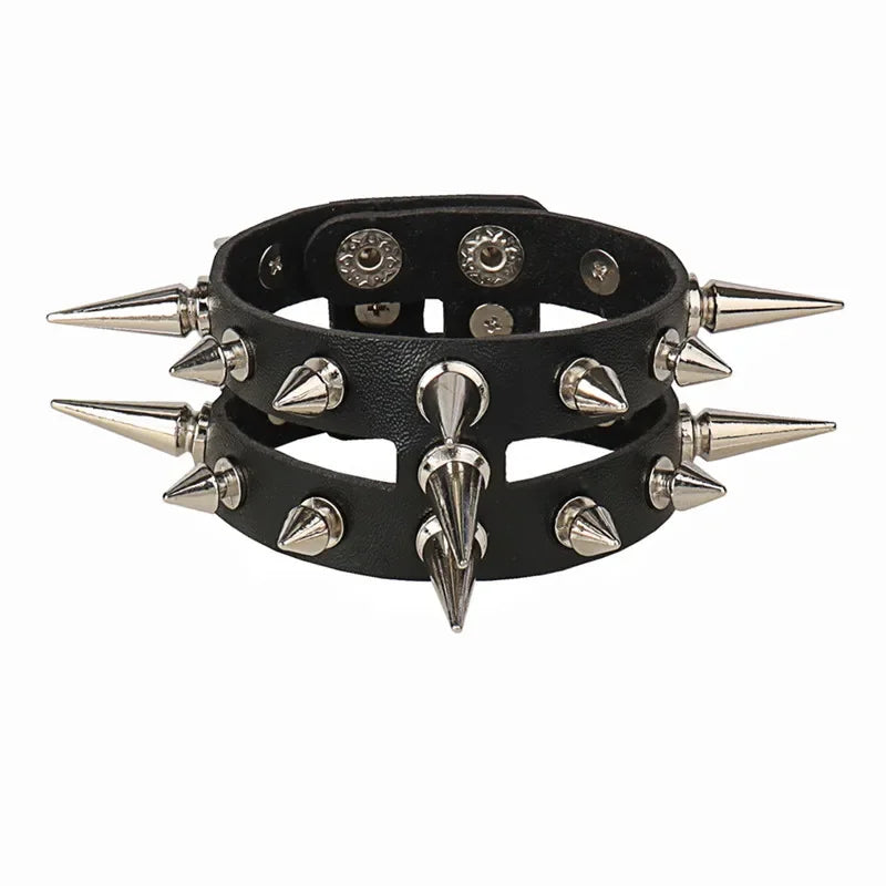 New PU Leather Studded Bracelet Punk Bracelet Adjustable Goth Cuff Bracelet Gothic Rivet Buckle Wristband for Men Women