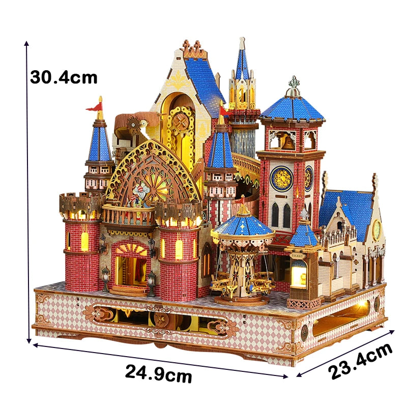DIY Wooden Miniature Model Kit Annecy Castle Fairy Tale Villa 3D Puzzle Doll Houses With Furniture for Friends Birthday Gifts
