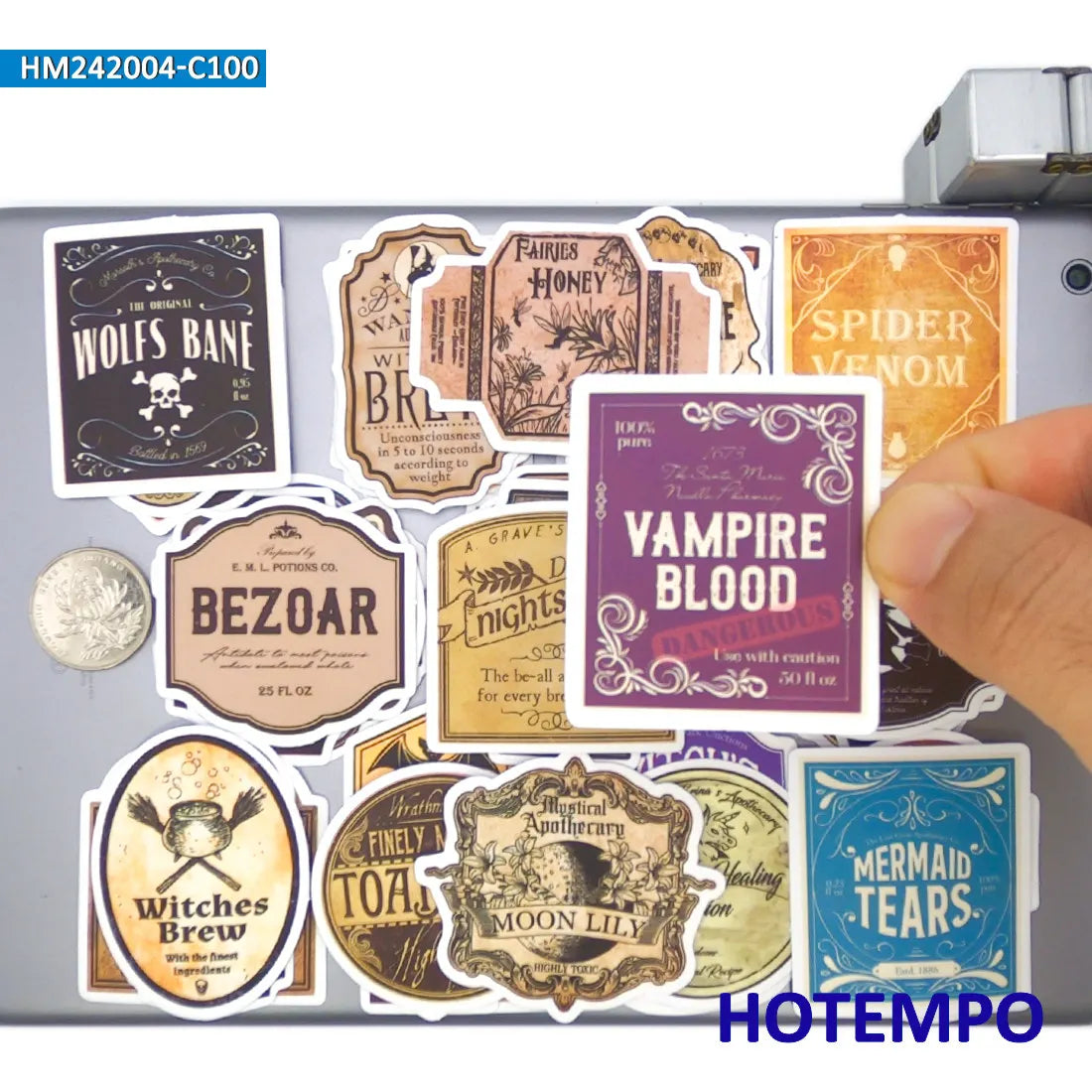50/100PCS Magic Potion Label Stickers Funny Gothic Art Retro Witch Alchemy for Laptop Bottle Cup Luggage Bike Car Phone Sticker