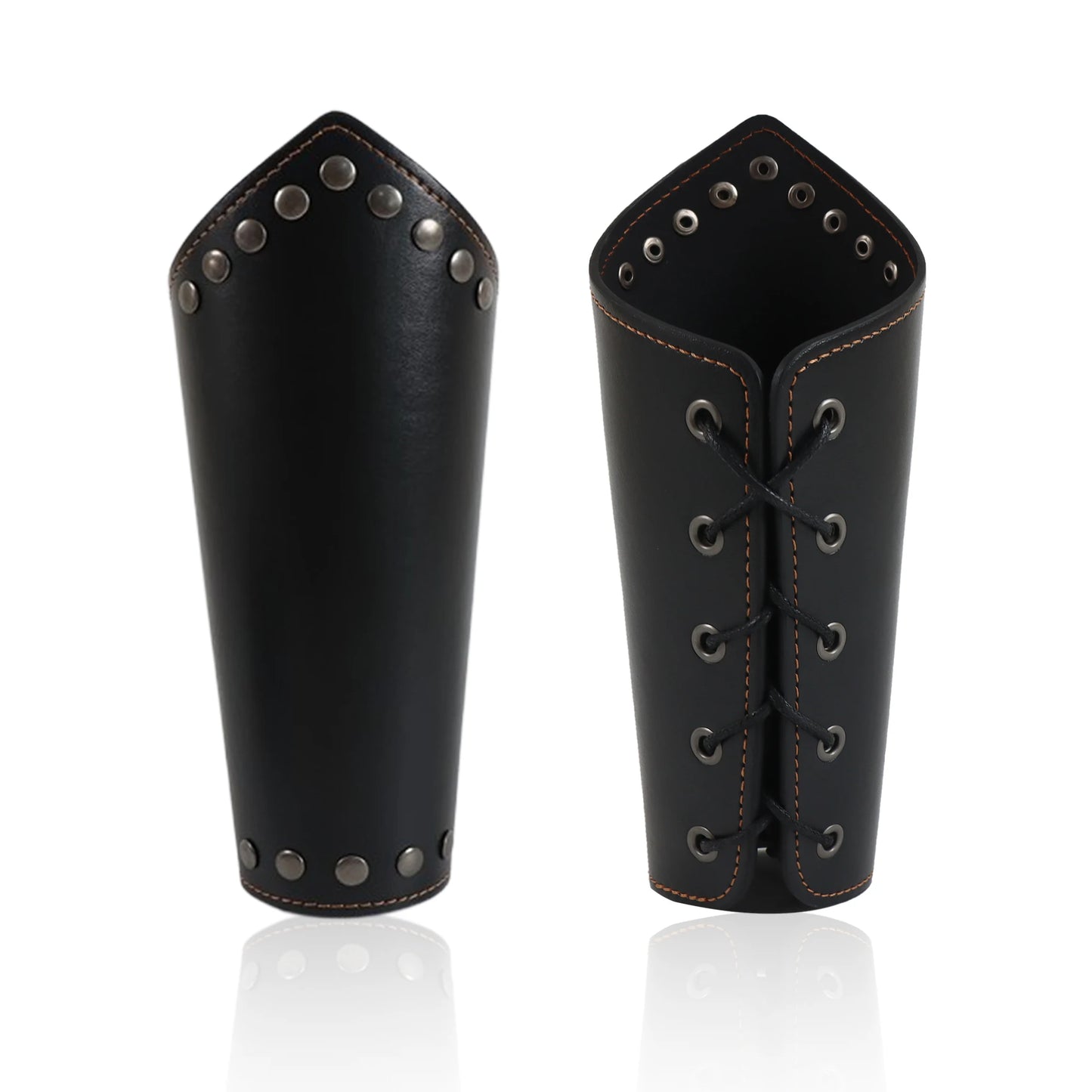 Men Medieval Cosplay PU Leather Armor Arm Warmers Lace-Up Viking Pirate Knight Gauntlet Wristband Bracer Steam Punk Accessories