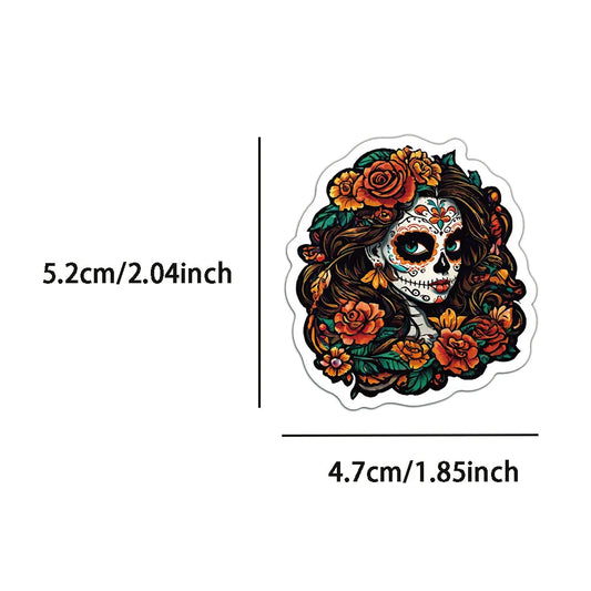 50PCS Cartoon Skull Scary Waterproof Decorative Stickers Day of the Dead Decorative DIY Stickers
