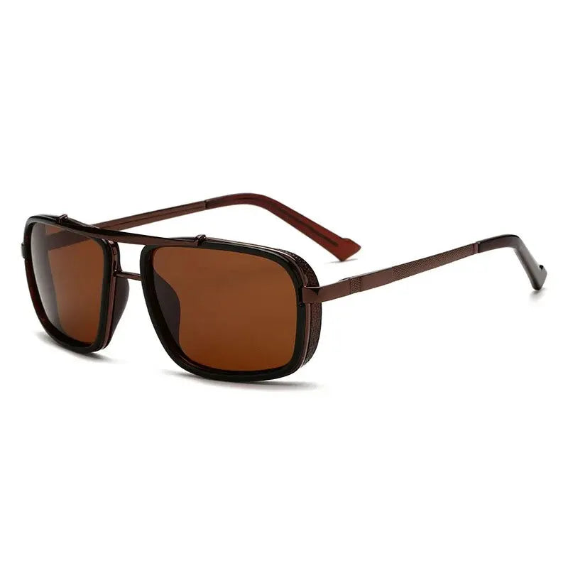 Luxury Rectangle Men's Sunglasses Retro Metal Steam Punk Sun Glasses Male Classic Outdoor Driving Shades Summer Glasses