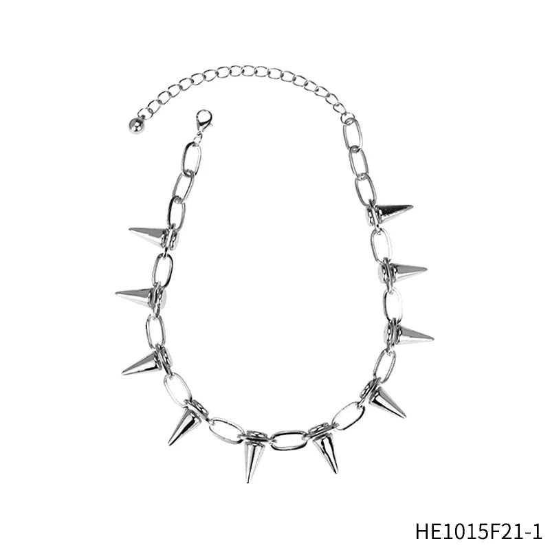 PESENAR New Rivets Chokers Punk Goth Handmade CCB Material Choker Necklace Spike Rivet Necklace Rock Gothic Chokers