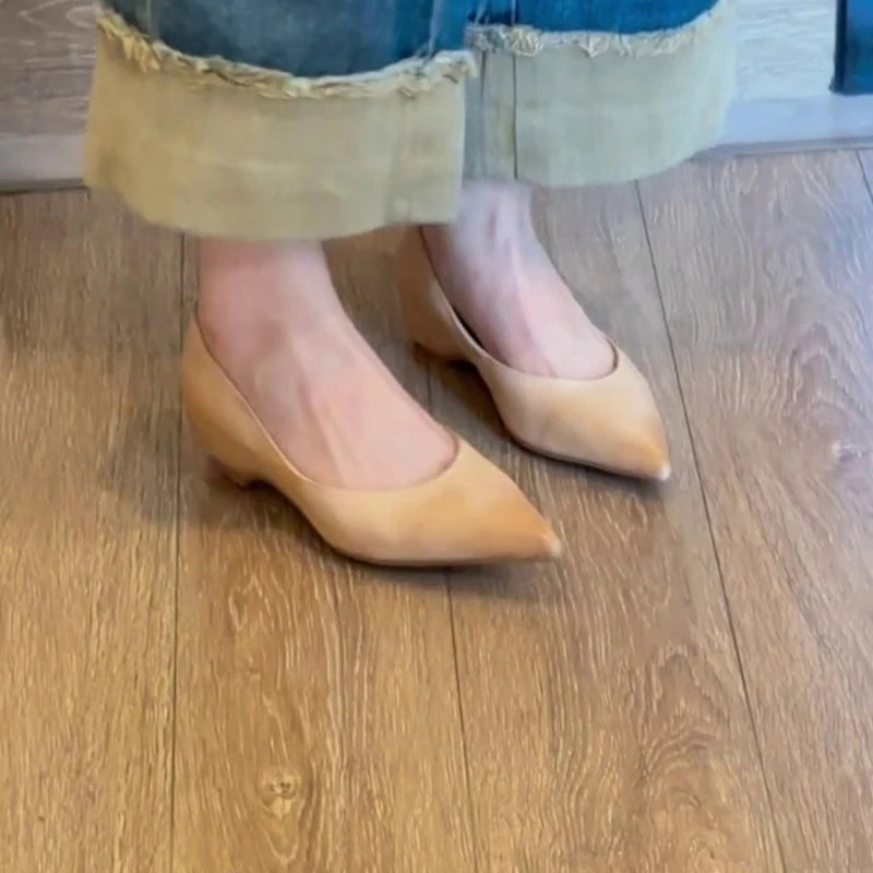 High-quality Simple and Stylish Soft Shallow Mouth Pointed Heel Sandals Shoes 2025 Outside New Retro Comfort Soft