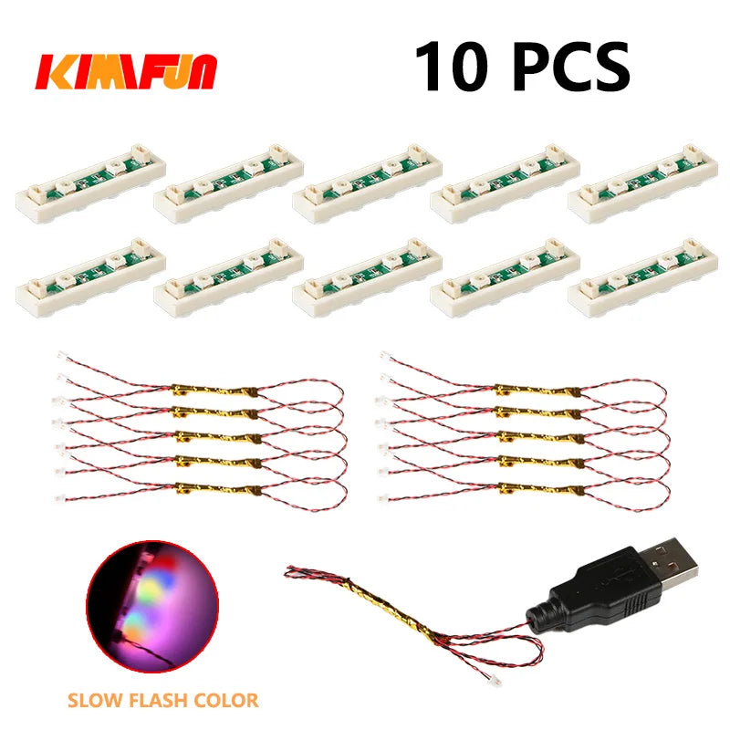 10PCS 0.8mm Pin RGB LED Building Blocks USB Lamp DIY Street Light City Electric Decorate 1X1 Brick Toy Compatible All Brands