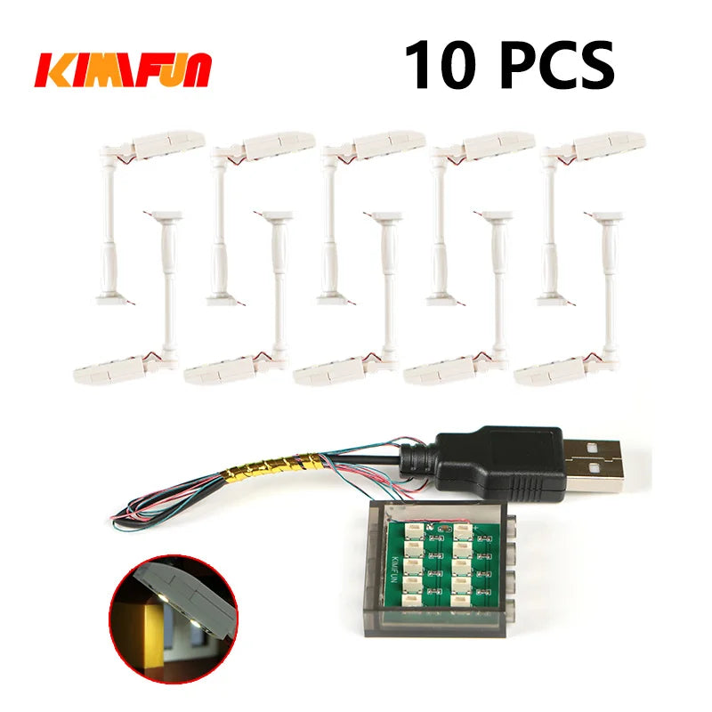 10PCS 0.8mm Pin RGB LED Building Blocks USB Lamp DIY Street Light City Electric Decorate 1X1 Brick Toy Compatible All Brands