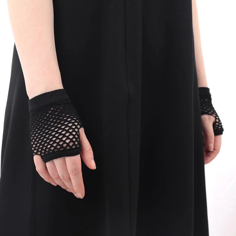Womens Hollow Out Gloves Short Fishnet Net Gloves Fingerless Mesh Gloves Punk Rock Night Club Party Arm Warmer Mittens