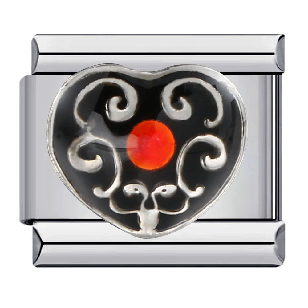 Fashion Charm Italian Links Fit 9mm Stainless Steel Women Men Jewelry DIY Making Black Element Elves Ghosts Love Heart Bracelet