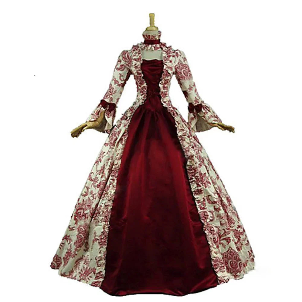 New ★ Women Cosplay Marie Antoinette Dress Medieval Flare Sleeve Victorian Party Formal Gown Renaissance Gothic Floral★ 2025 qi☆