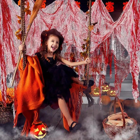 Bloody Gauze Decorations,Horror Bloody Cloth Bandage,Door Curtainsss,Halloween Haunted House Party Props Halloween