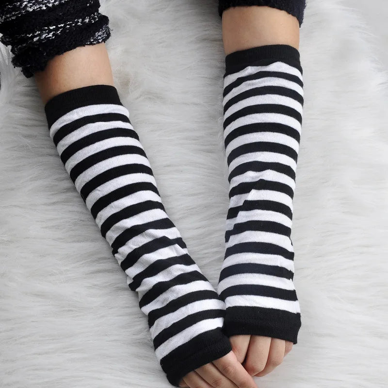 Gothic Anime Soft Knitted Gloves JK Girls Mittens Oversleeve Man Women Fashion Sun Block Cuff Fingerless Arm Warmers