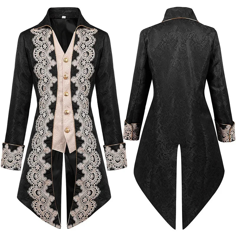 Men woman Medieval Victorian Steampunk Gothic Coat Punk Tuxedo Adult Men Costume Tailcoat Trench Frock Outfit Overcoat Halloween