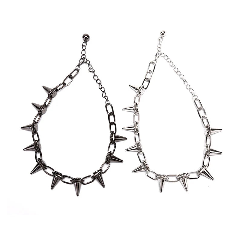 PESENAR New Rivets Chokers Punk Goth Handmade CCB Material Choker Necklace Spike Rivet Necklace Rock Gothic Chokers