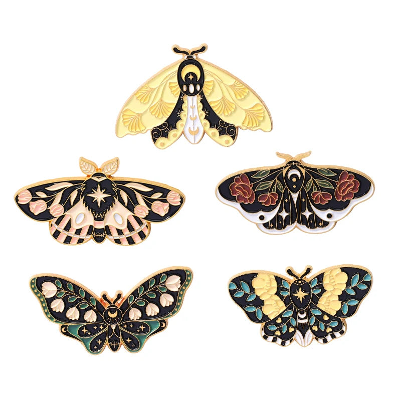 3-6 Pcs/Set Goth Enamel Pin Ghost Black Cat Moth Witch Punk Brooches Horror Snake Badges Lapel Skeleton Jewelry Gifts Halloween