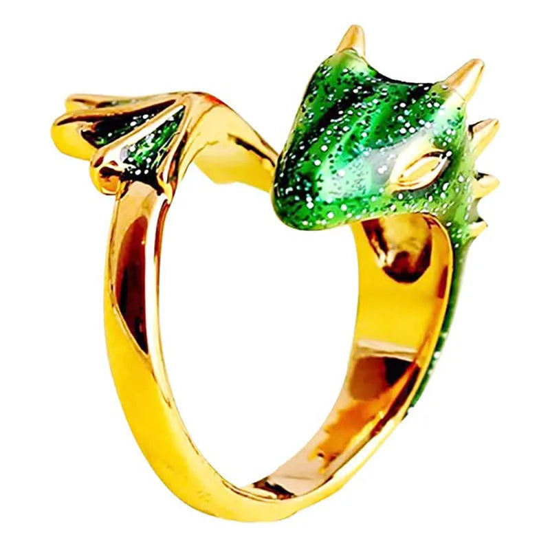 Jisensp Gothic Punk Dragon Ring Men Retro Viking Animal Adjustable Finger Rings for Women Personality Magical Cool Jewelry Gift