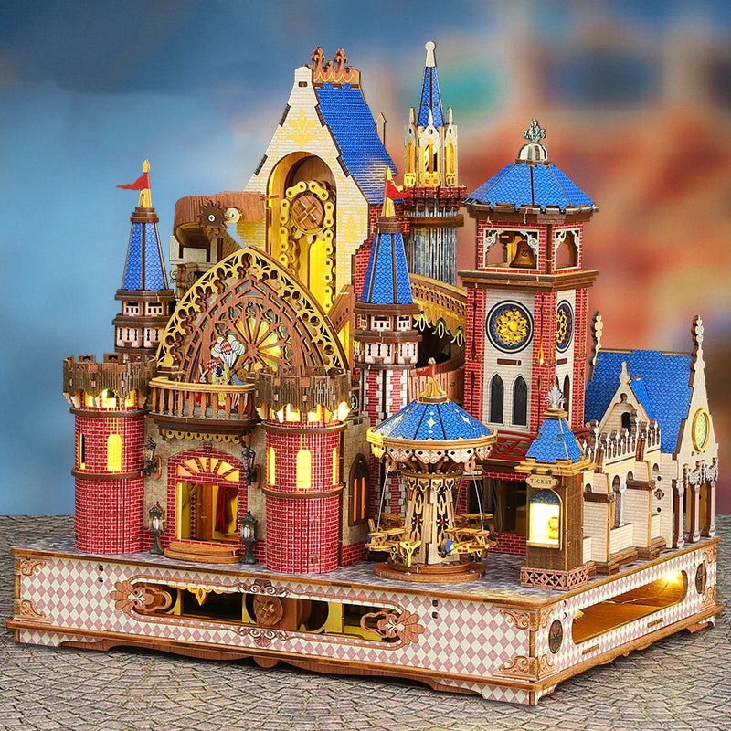 DIY Wooden Miniature Model Kit Annecy Castle Fairy Tale Villa 3D Puzzle Doll Houses With Furniture for Friends Birthday Gifts