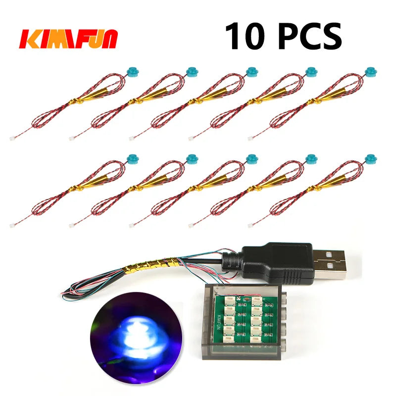 10PCS 0.8mm Pin RGB LED Building Blocks USB Lamp DIY Street Light City Electric Decorate 1X1 Brick Toy Compatible All Brands
