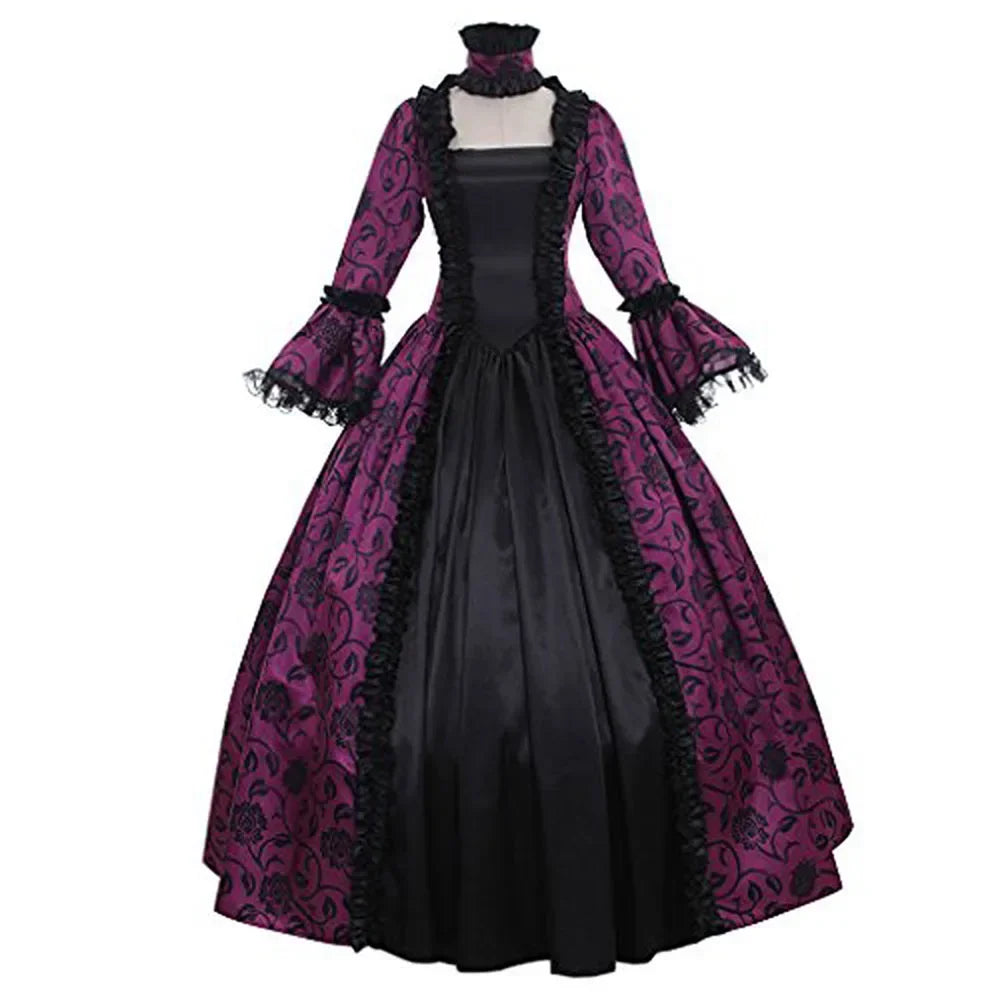 New ★ Women Cosplay Marie Antoinette Dress Medieval Flare Sleeve Victorian Party Formal Gown Renaissance Gothic Floral★ 2025 qi☆
