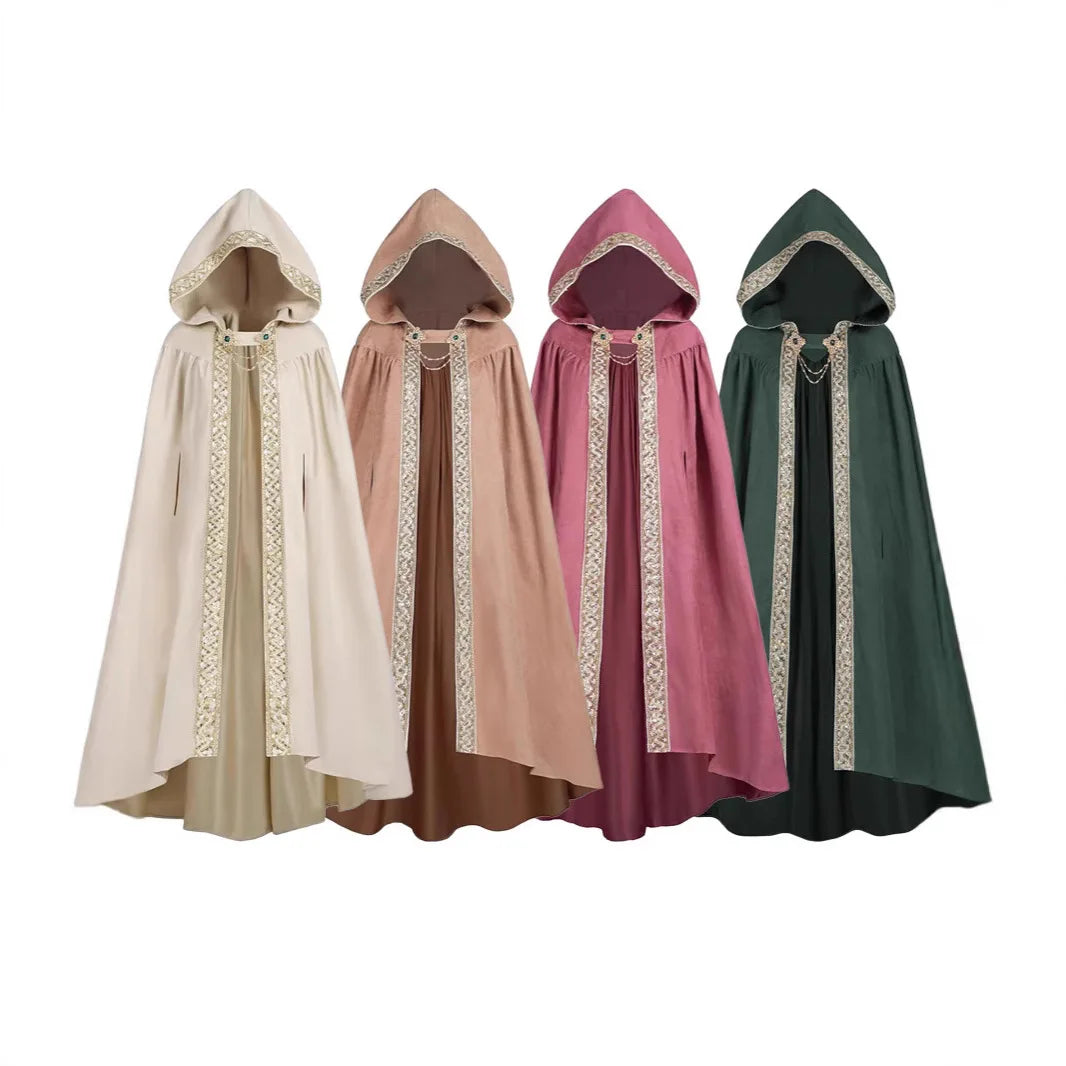 Medieval Clothes Cloak Cape Robe Steampunk Costume Gothic Hood Outfit Men Death Vampire Dark Knight Warrior Cosplay for Adult