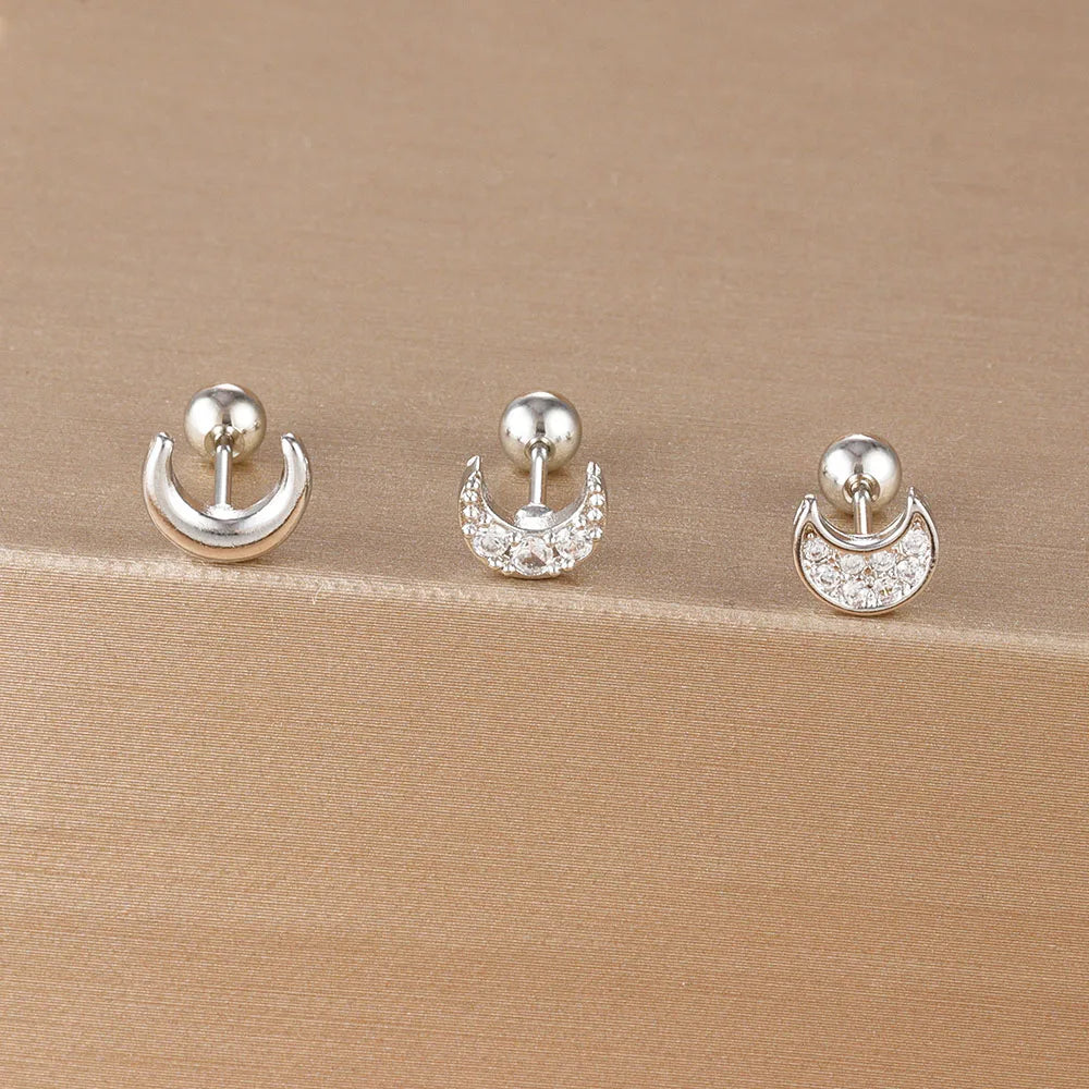 3PCS Stainless Steel Gold Color Crown Stud Earring Set For Women 14K Gold Plated Crystal Zircon Unique Horse Eye Earring Jewelry