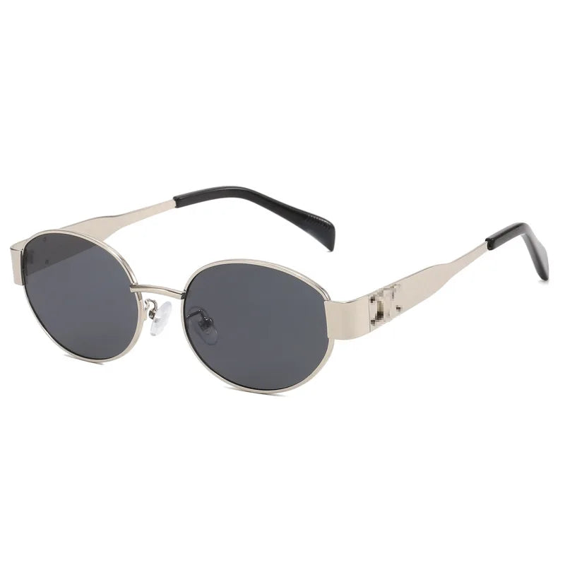Steampunk Sunglasses Retro Women's Oval Sunglasses Fashion Women's Classic Retro Small Metal Brand Glasses UV400
