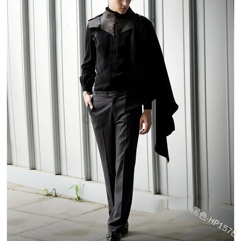 Medieval Black Cloak Single Shoulder Shawl Cosplay Accessories Black Costume Unisex Gothic Cape Fancy Dress Costume