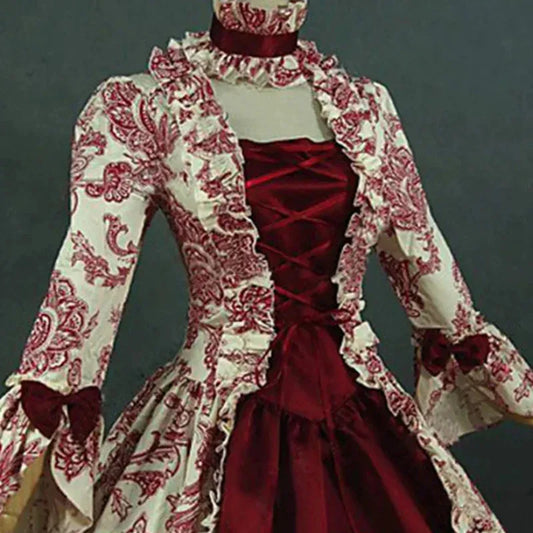New ★ Women Cosplay Marie Antoinette Dress Medieval Flare Sleeve Victorian Party Formal Gown Renaissance Gothic Floral★ 2025 qi☆