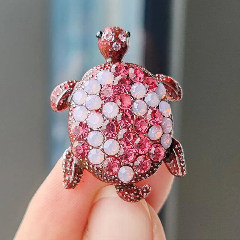 Vintage Rhinestone Cute Cartoon Turtle Animal Brooches For Women Men Clothing Accessories Brooch Pins Charms Jewelry Gifts