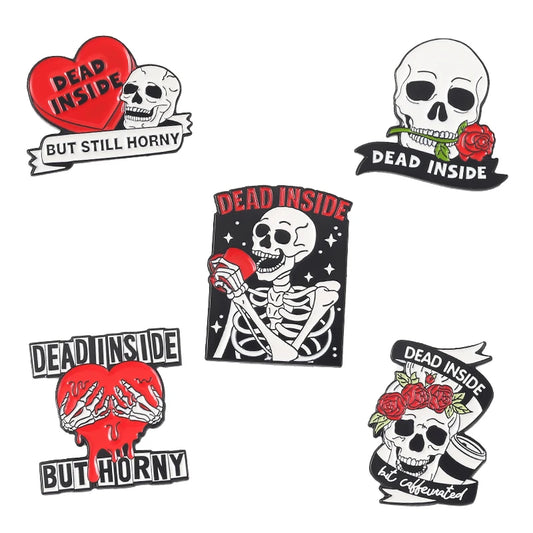 3-6 Pcs/Set Goth Enamel Pin Ghost Black Cat Moth Witch Punk Brooches Horror Snake Badges Lapel Skeleton Jewelry Gifts Halloween