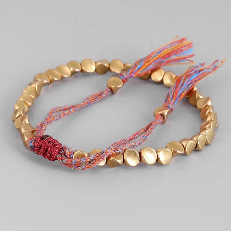 Bohemian Geometric Gold Color Ball Rope Bracelet For Women Long Tassel Unique Design Lucky Bracelet Lover Jewelry
