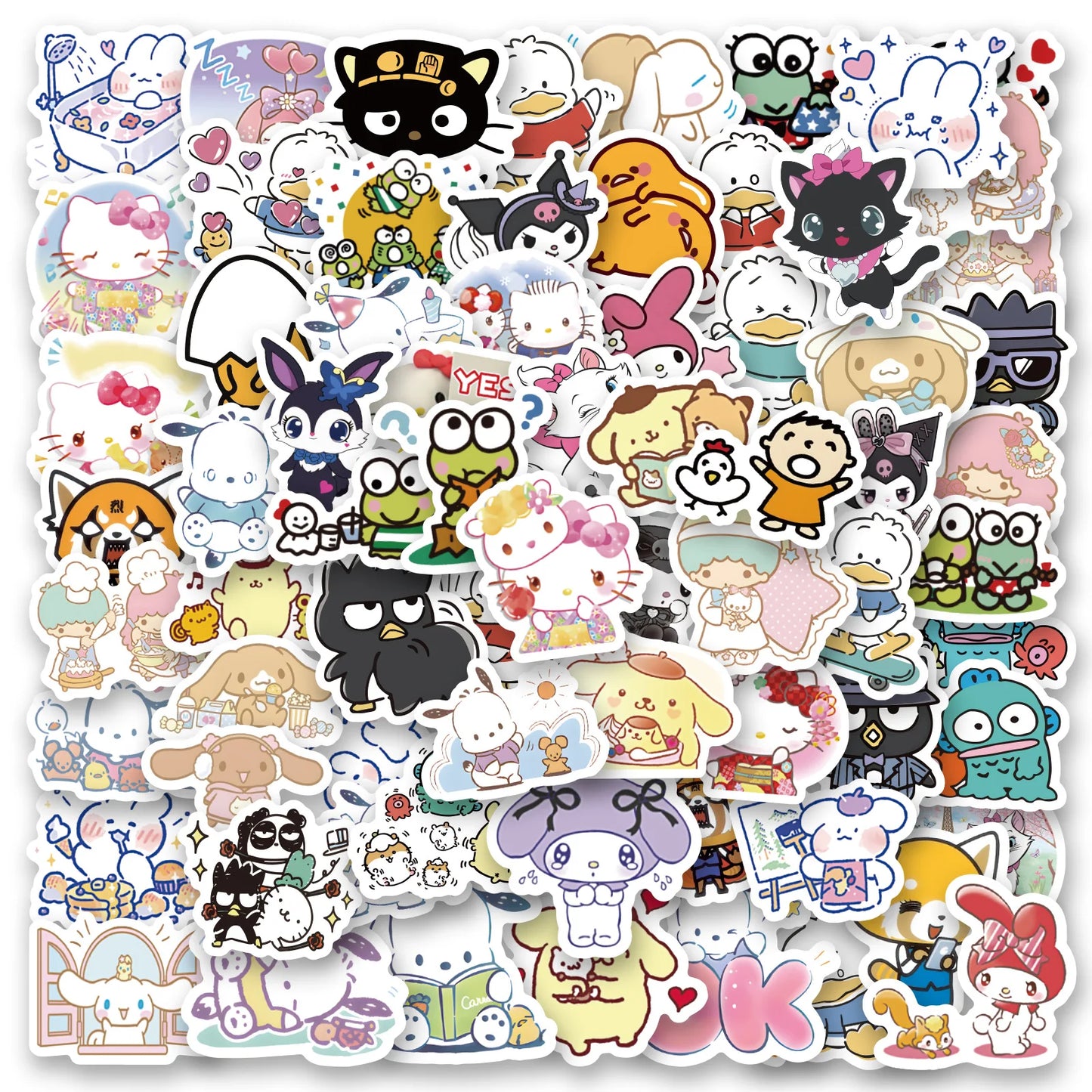 100/200/300Pcs Kawaii Sanrio Kuromi Melody Hello Kitty Stickers Laptop Mobile Phone Luggage Waterproof Cartoon Sticker Decals