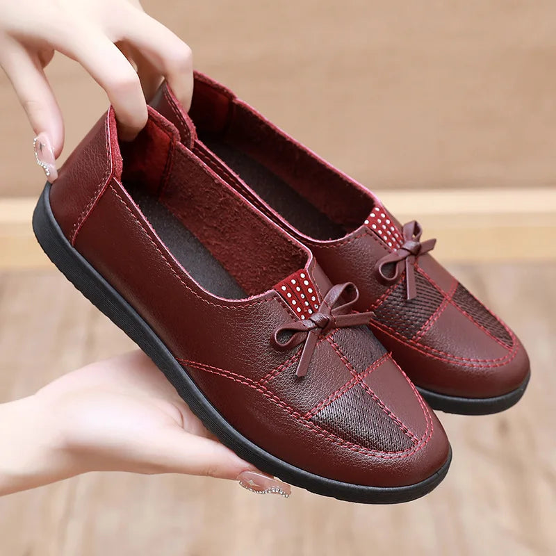 Women Leather Flats Female Flats Spring Shoes Classic Women's Loafers Casual Leather Shoes
