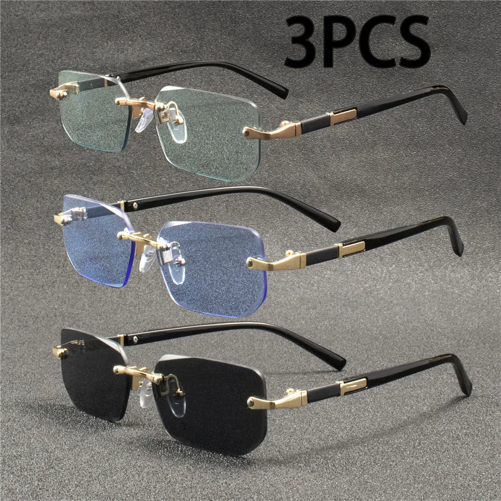 Rimless Sunglasses Rectangle Fashion Popular Women Men Shades Small Square Sun Glasses For Female Male Summer Traveling Oculos