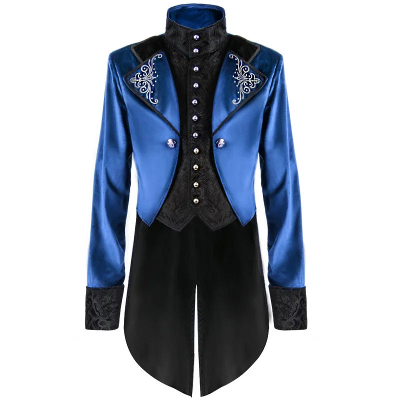 Men's Medieval Steampunk Castle Vampire Devil Red Coat Cosplay Costume Middle Ages Victorian Nobles Tuxedo Suit Trench coat