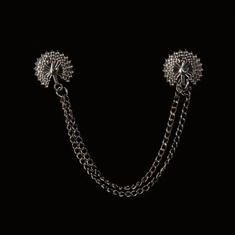 New Fashion Bird Brooch Star Crystal Tassel Chain Lapel Pin Suit Shirt Fashion Clothing Brooches for Women Men Accessories