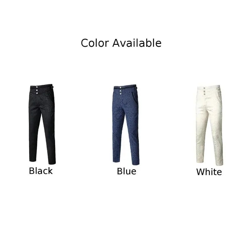 Gothic Pants Vintage Halloween Vampire Cosplay Costume Trousers Steampunk Dark Jacquard Victorian Trousers Men Bottoms